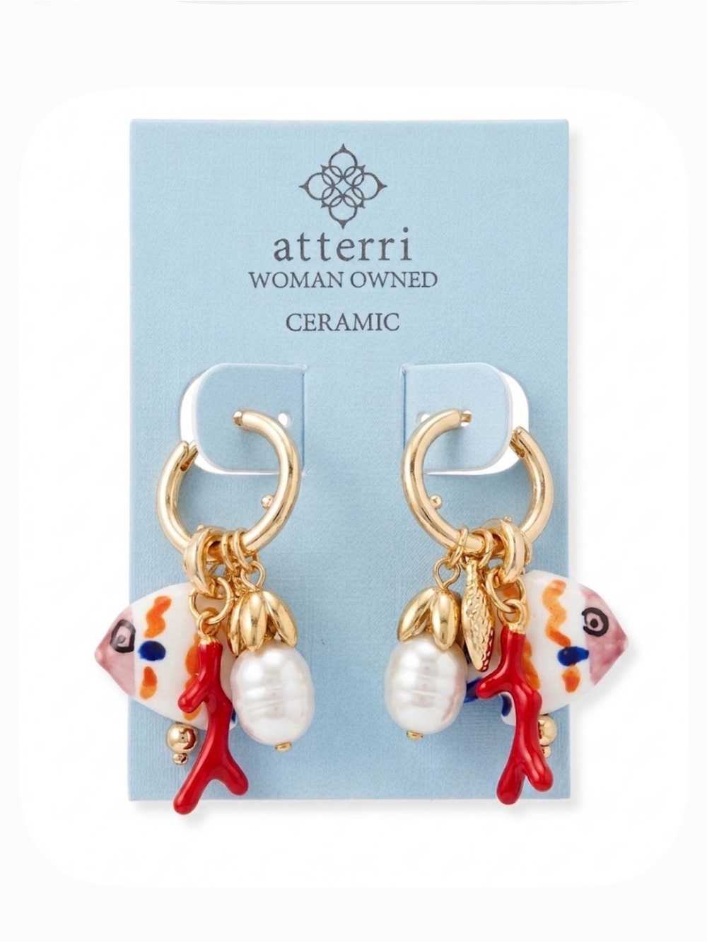 NWT ⚜️♥️⚜️ ATTERRI Gorgeous Golden Tone Multi Charm Nautical Earrings